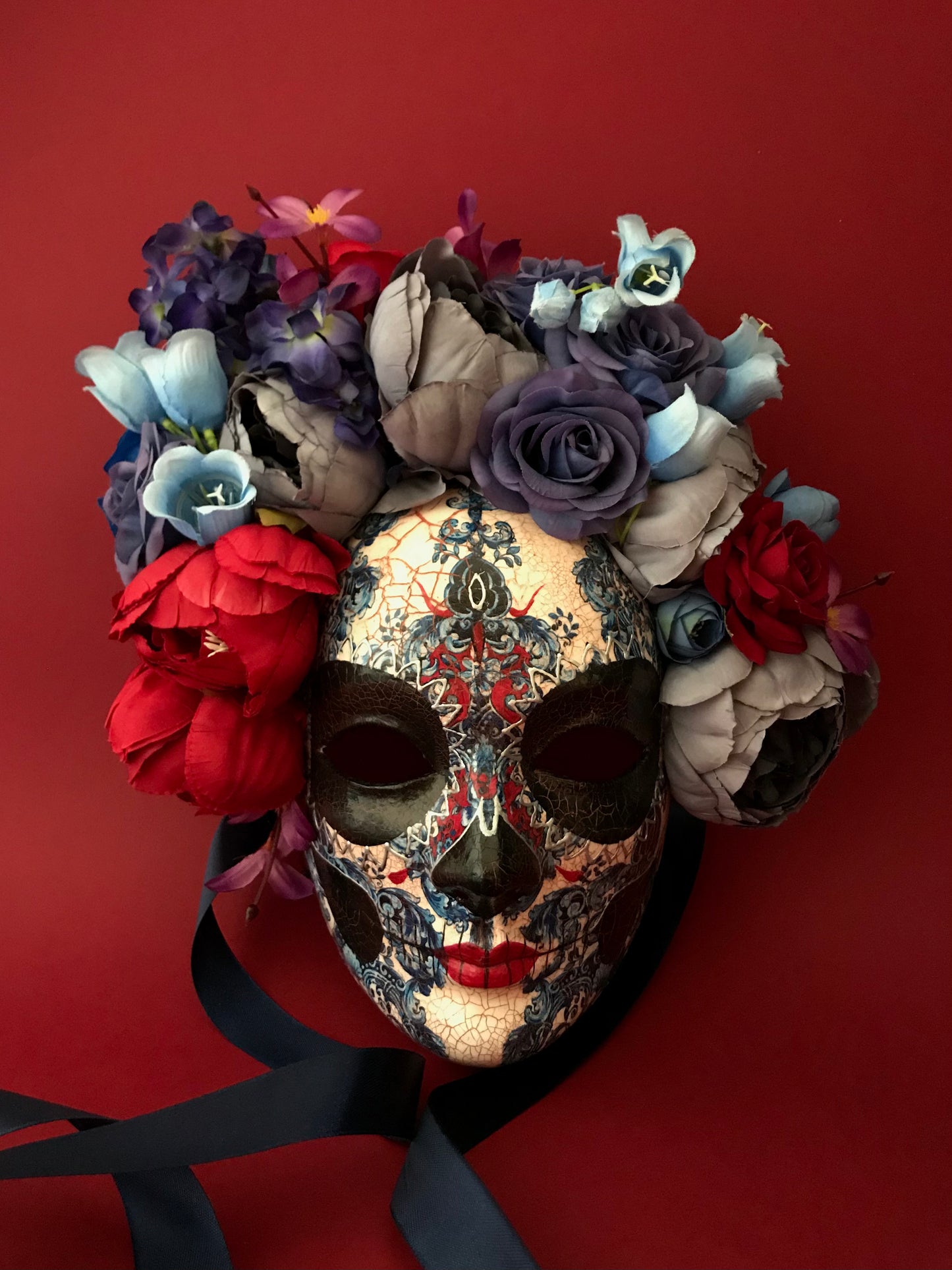 Blue and red Catrina