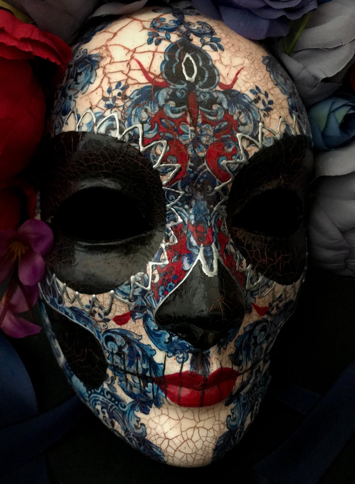Blue and red Catrina