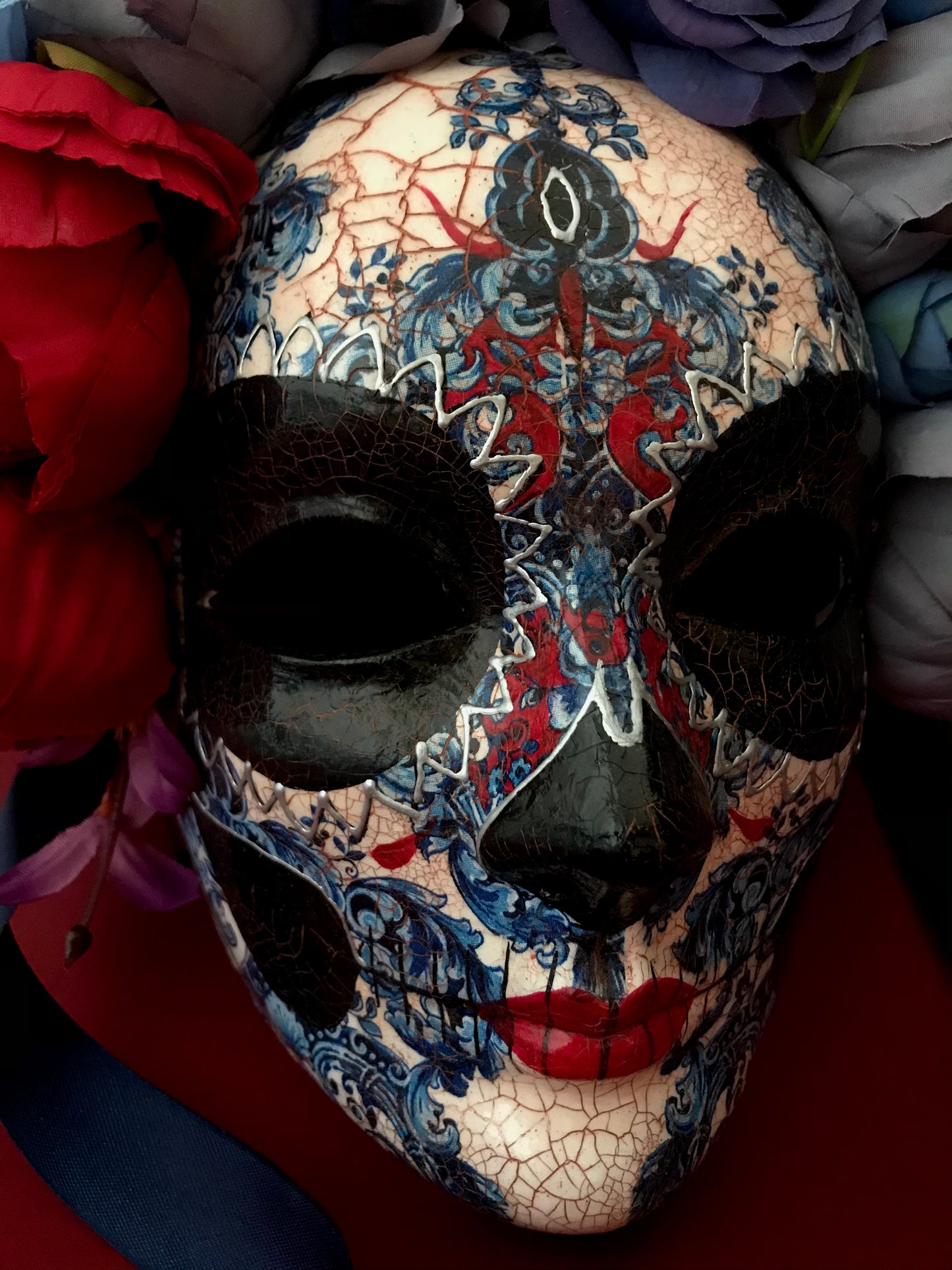 Blue and red Catrina