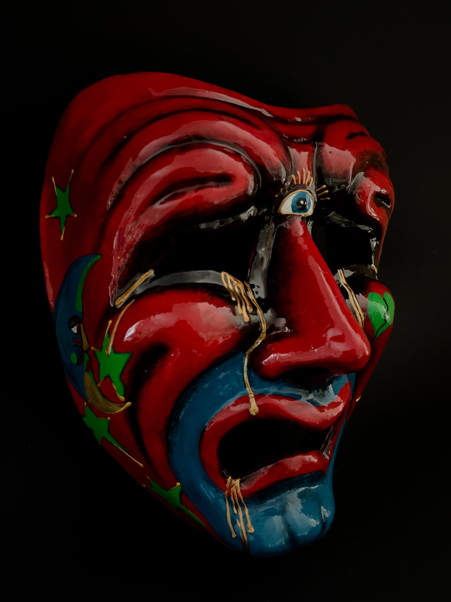 Red tragic clown