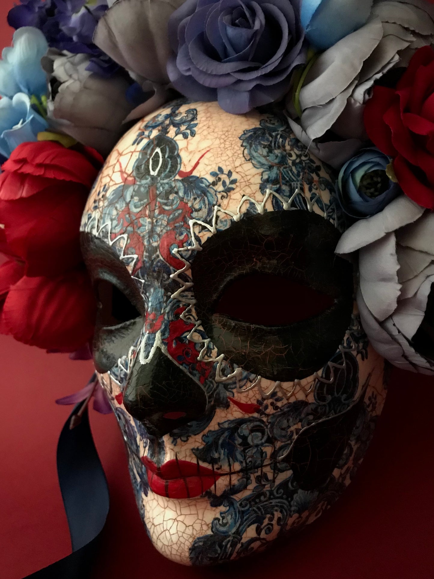Blue and red Catrina