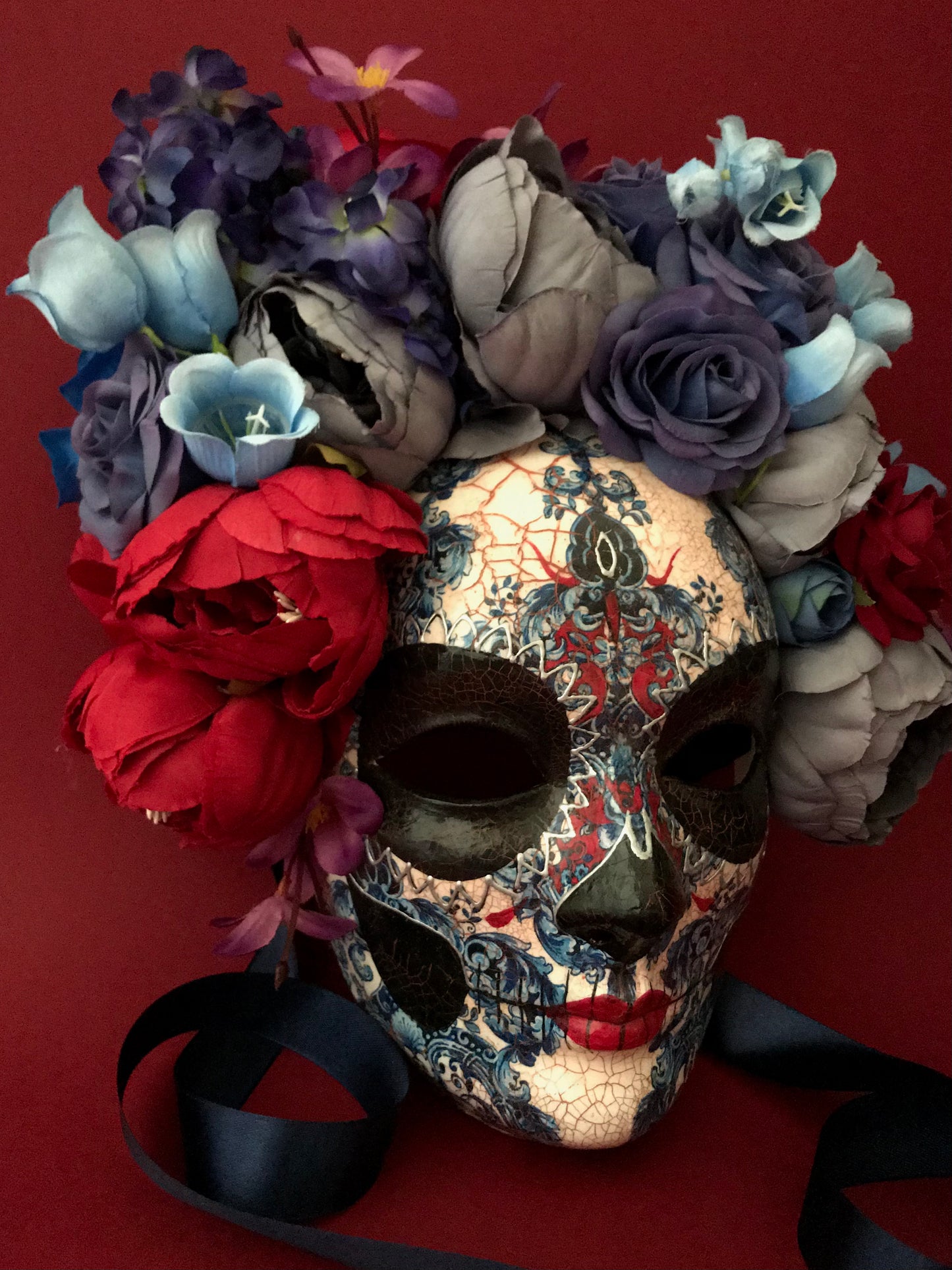 Blue and red Catrina