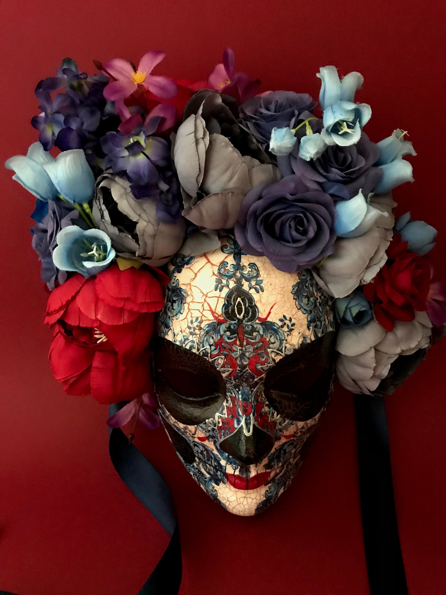 Blue and red Catrina