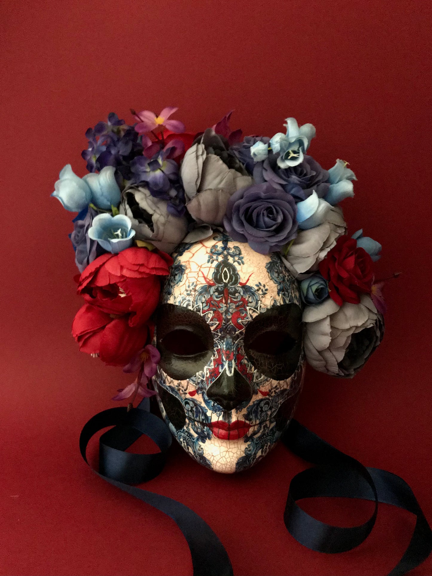 Blue and red Catrina