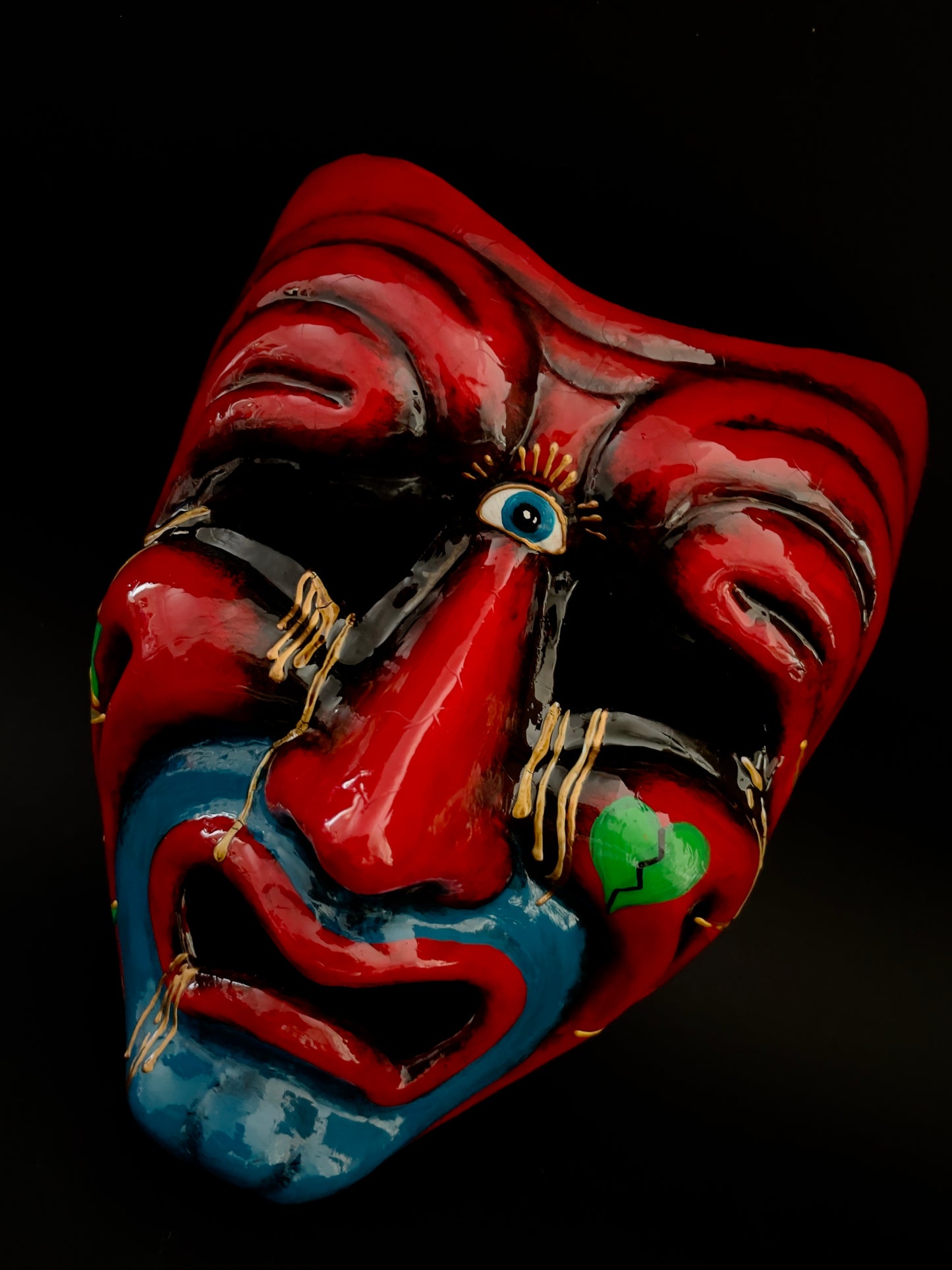 Red tragic clown