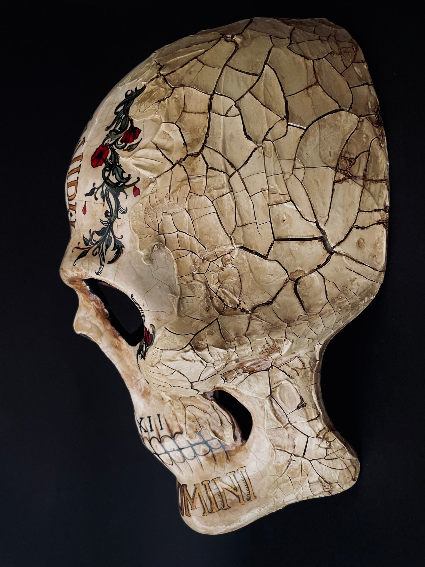 Skull mask with Medusa. Memento mori skull.
