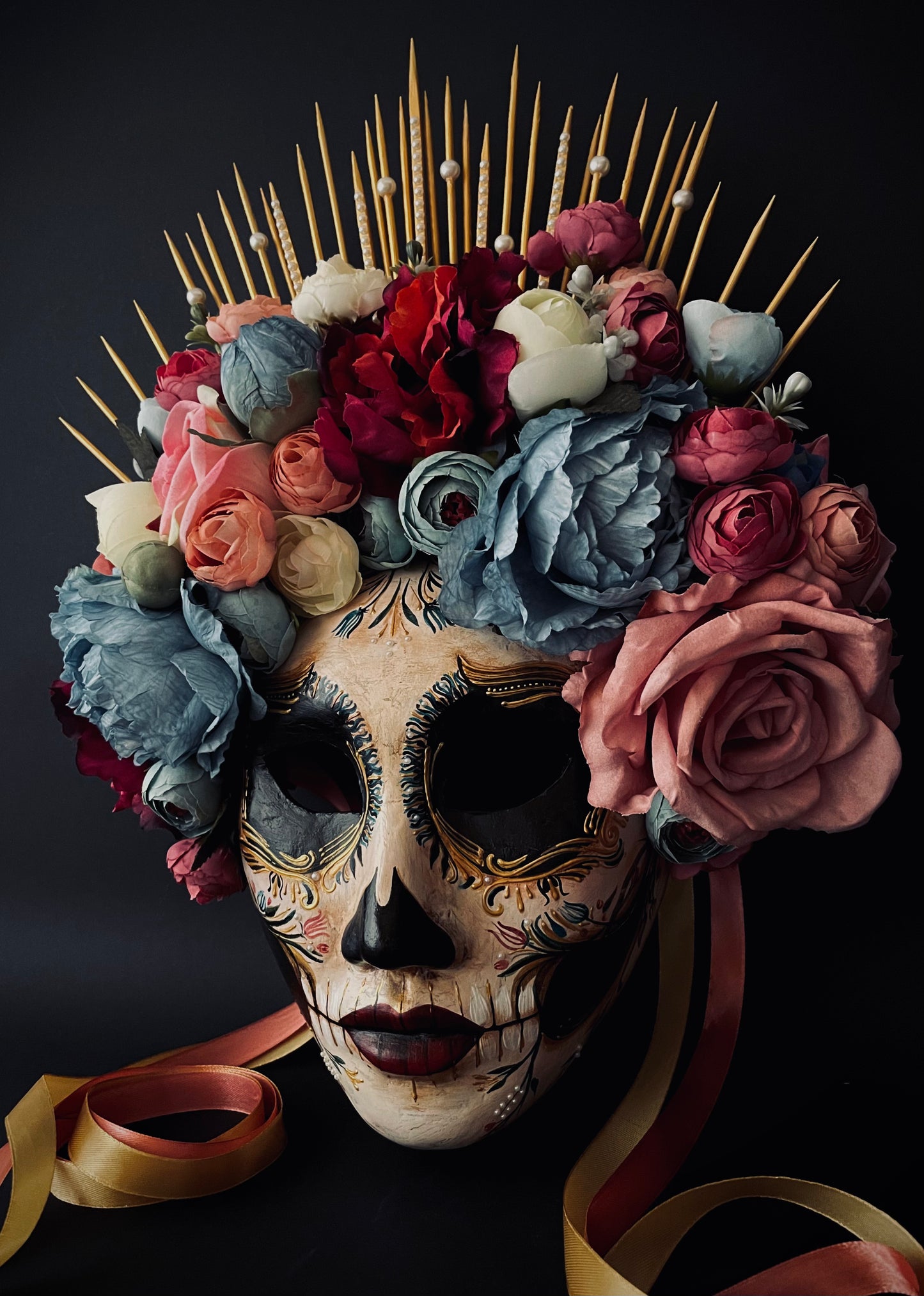 Baroque Catrina mask. Day of the dead mask.