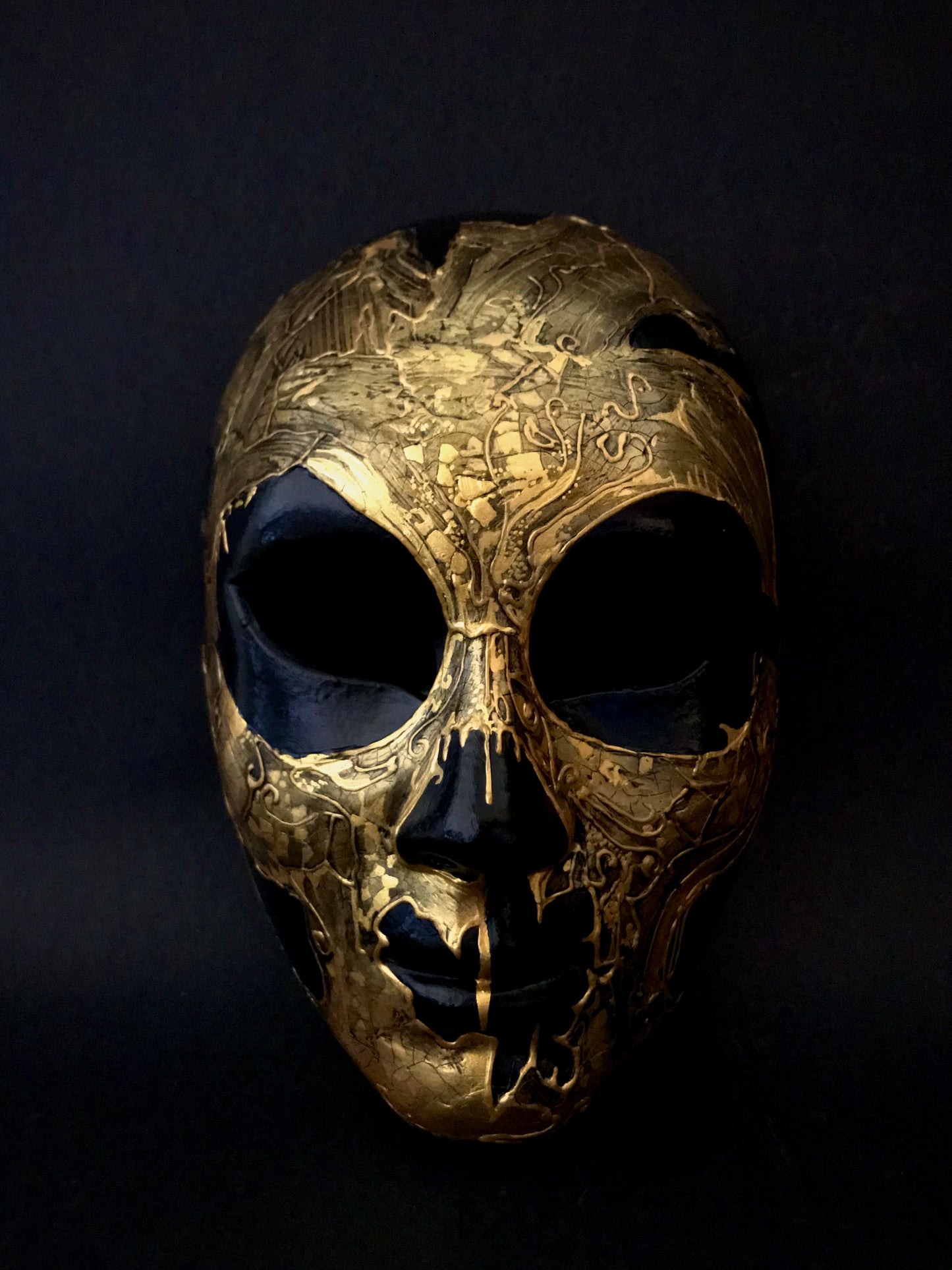 Handmade Black and Gold Masquerade Mask – Venetian Style Costume & Party Mask