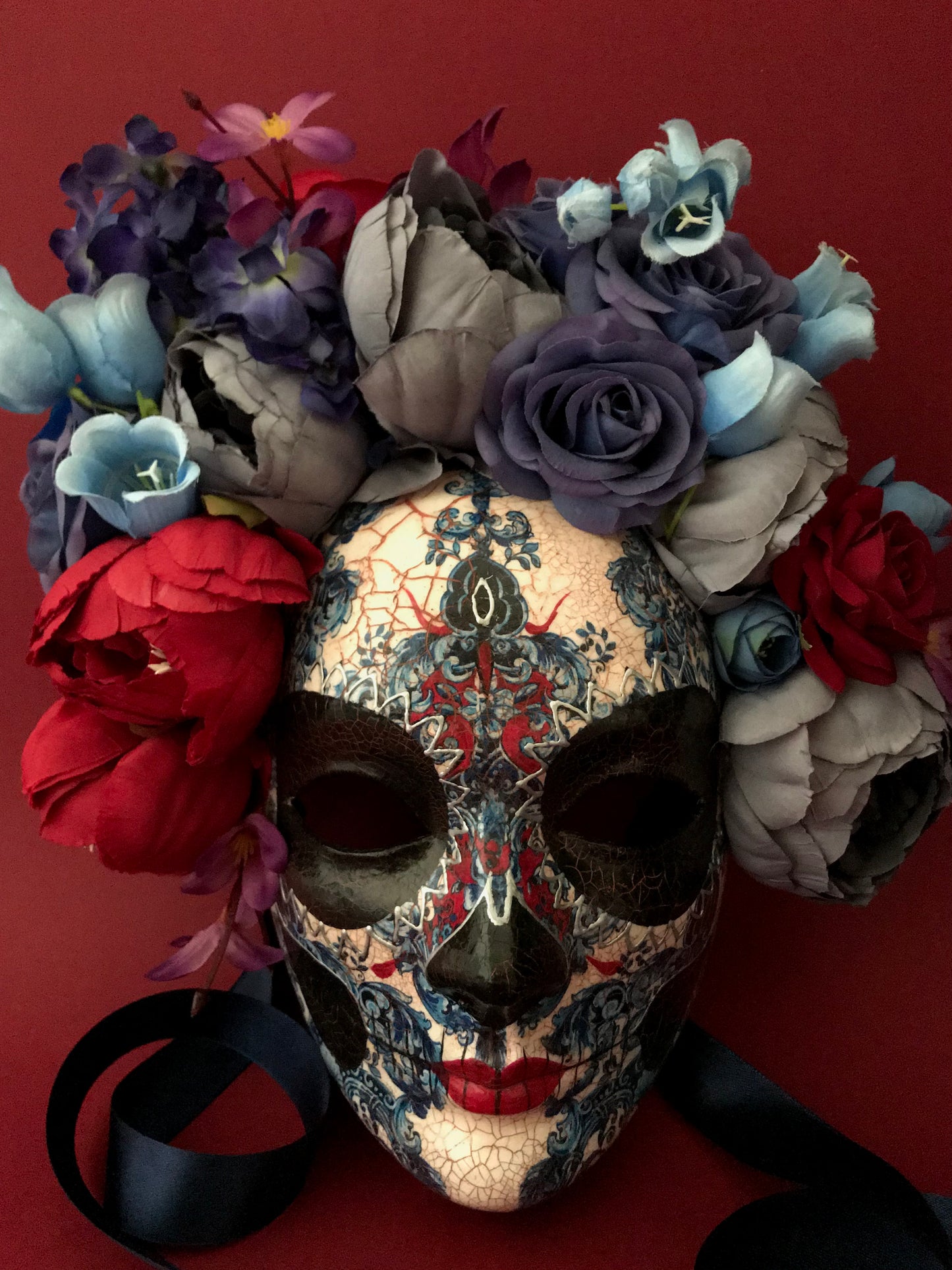 Blue and red Catrina