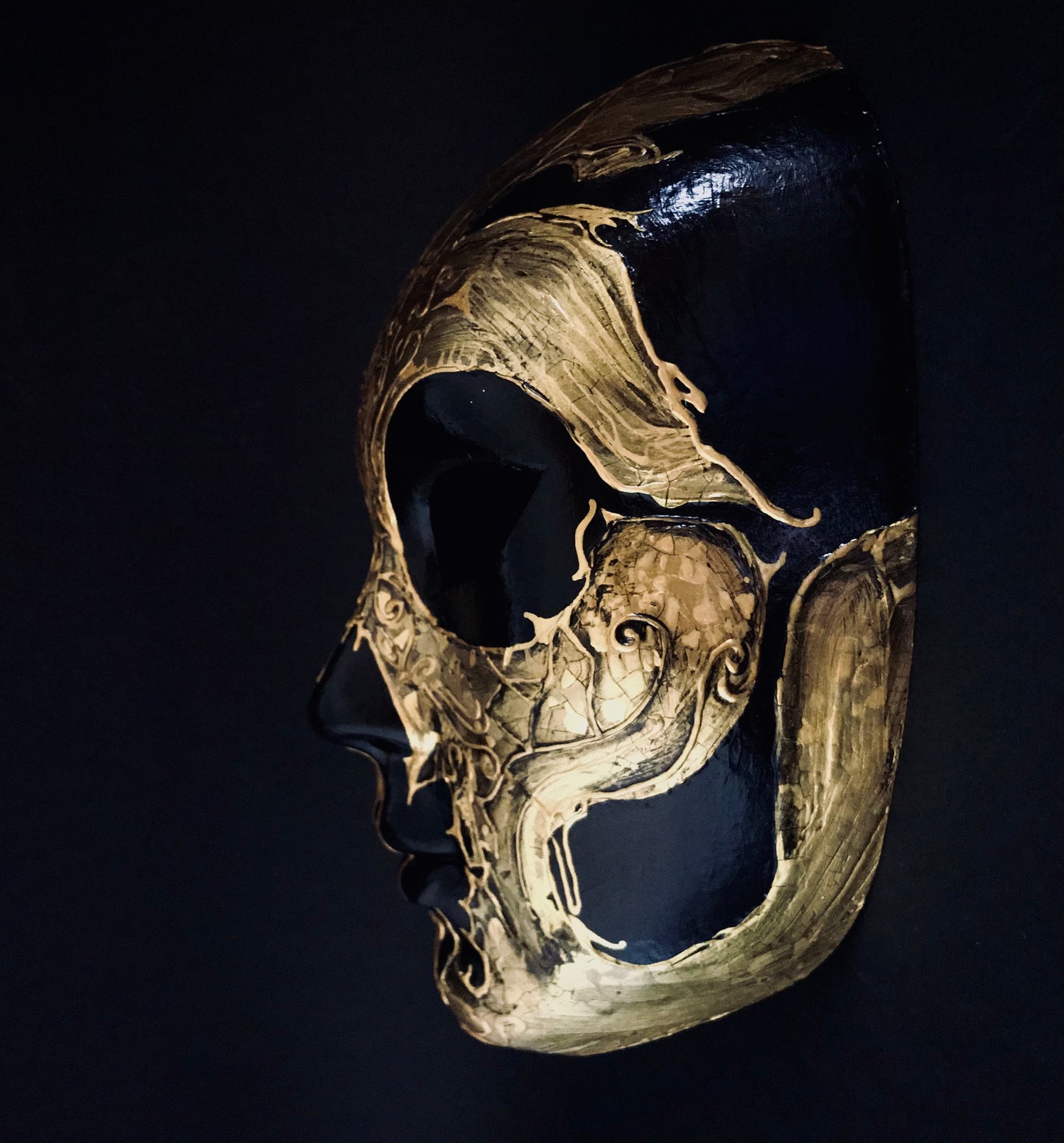 Handmade Black and Gold Masquerade Mask – Venetian Style Costume & Party Mask
