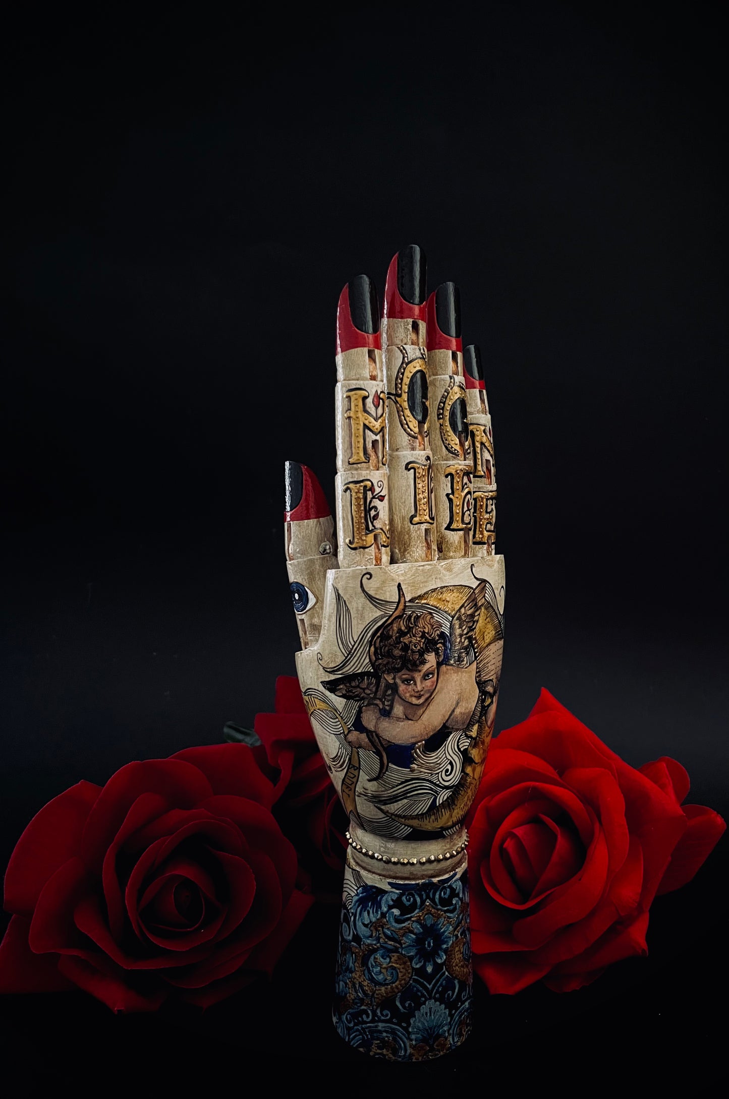 Wooden hand. Limited edition. Jewelry display.