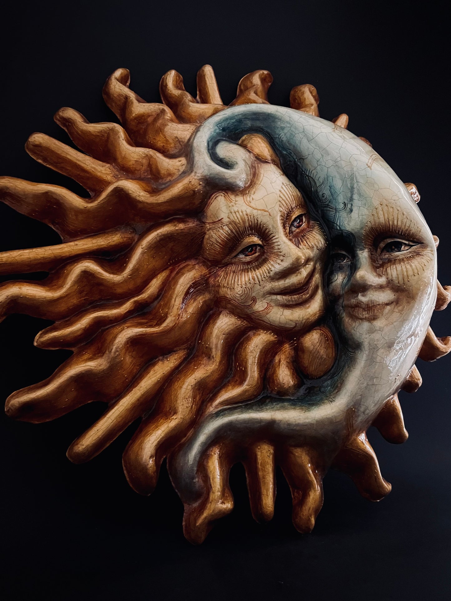 Limited edition wall mask. Sun and moon mask.