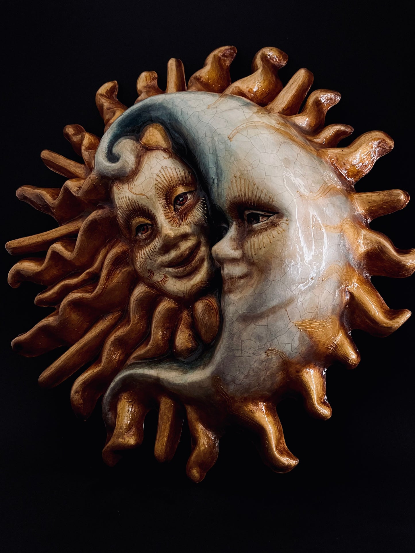 Limited edition wall mask. Sun and moon mask.