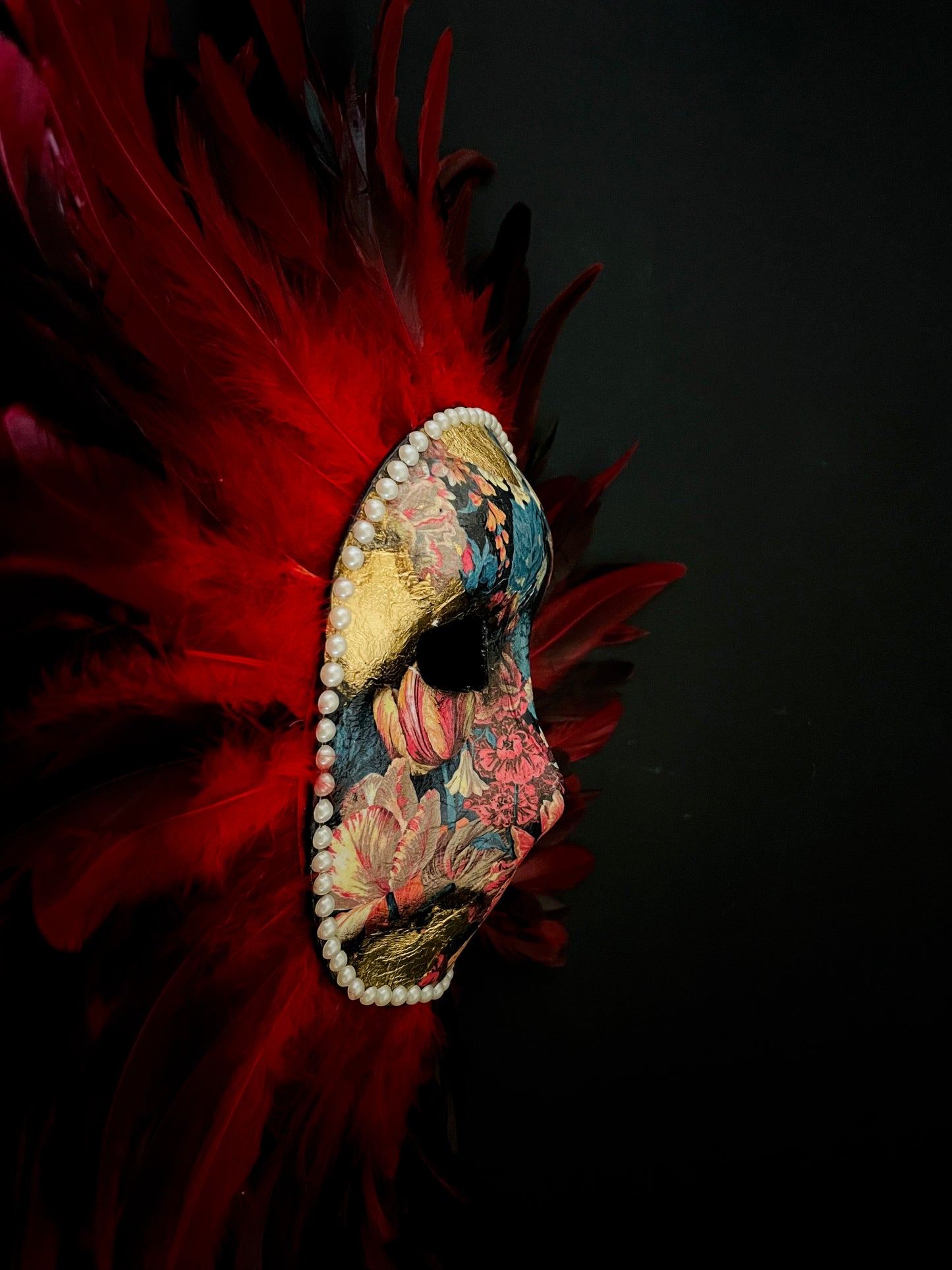 Moretta mask feathers. Carnival mask