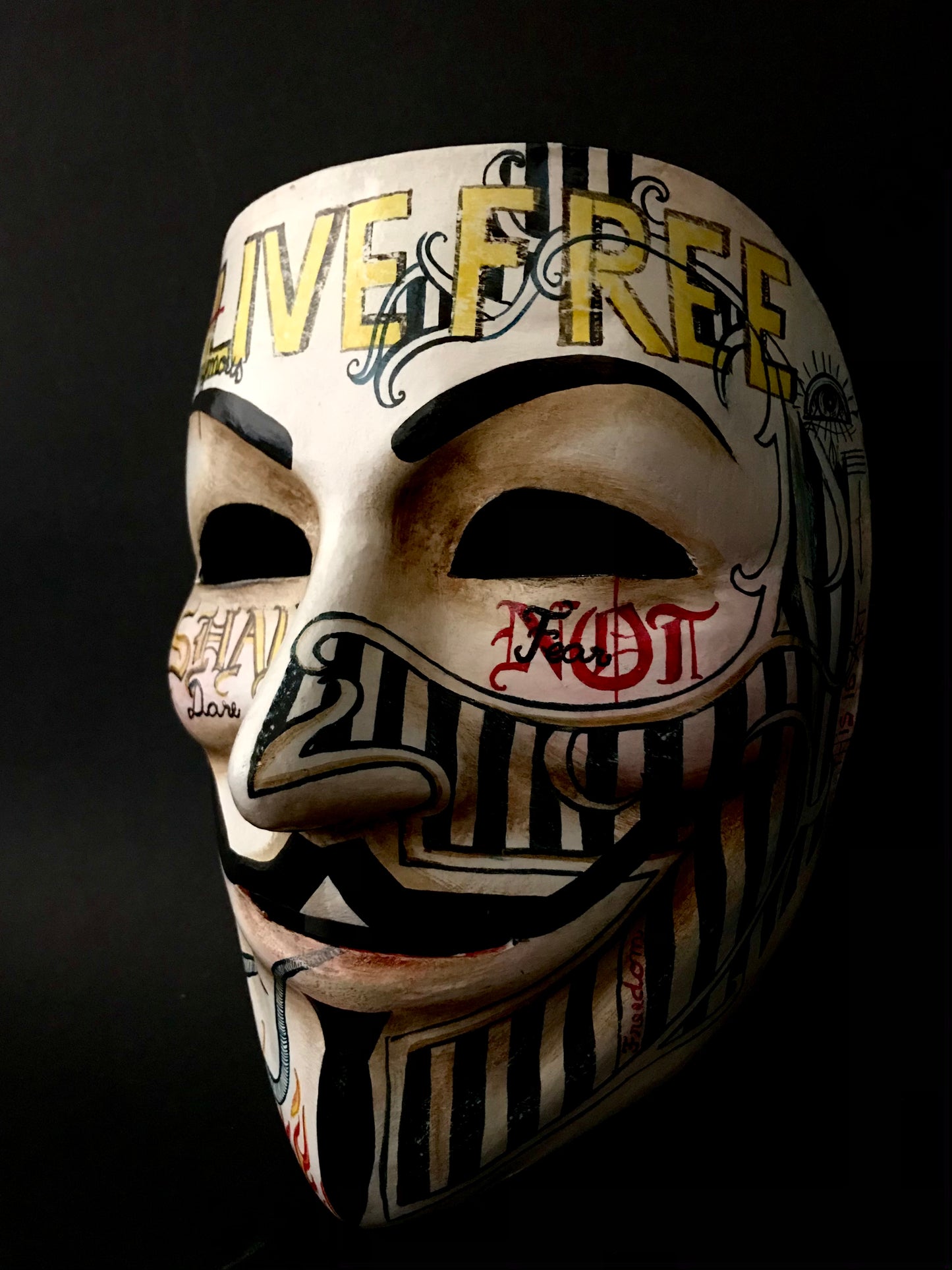 Anonymous mask with tattoos