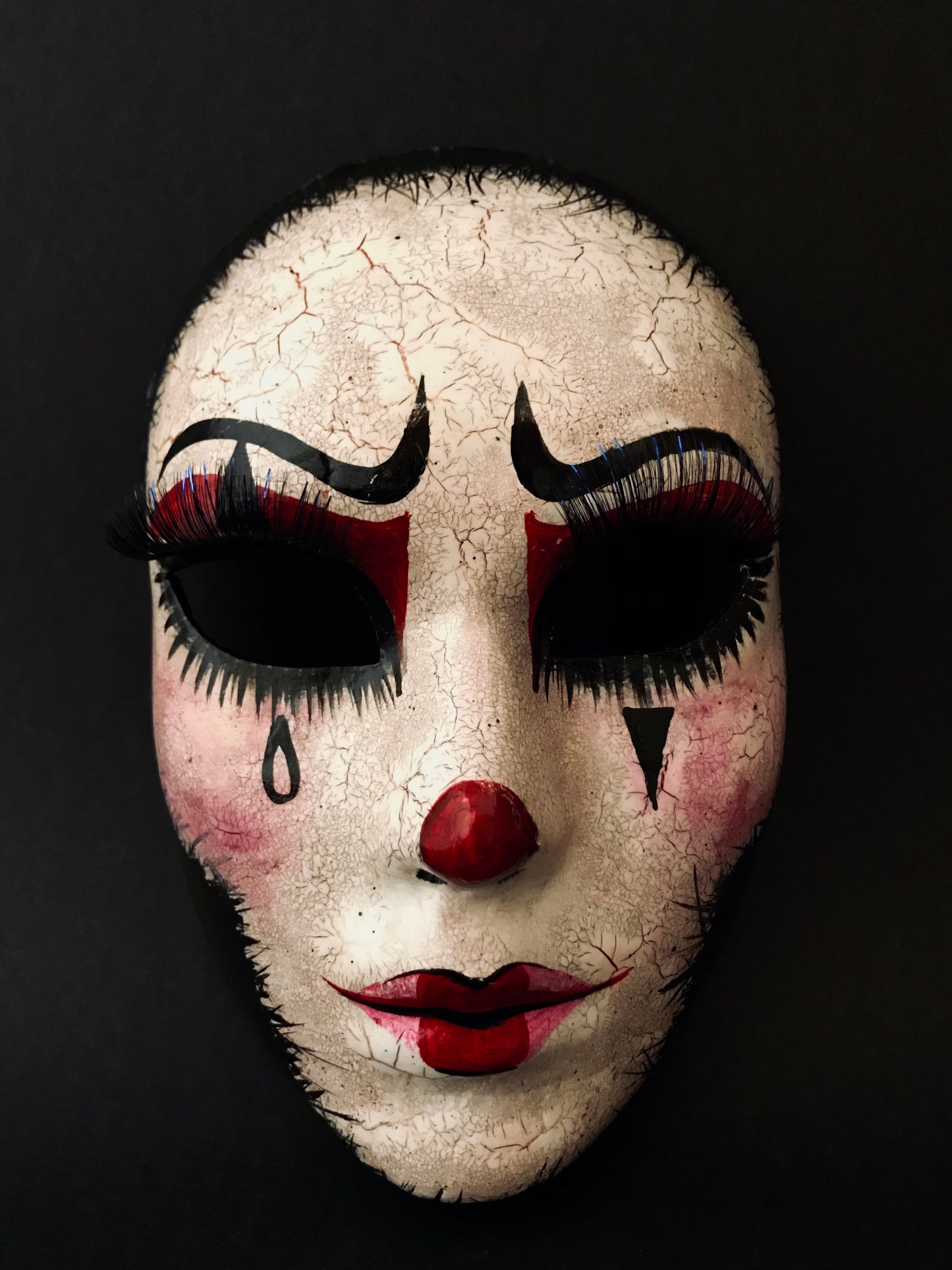 Pierrot mask with fake eyelashes