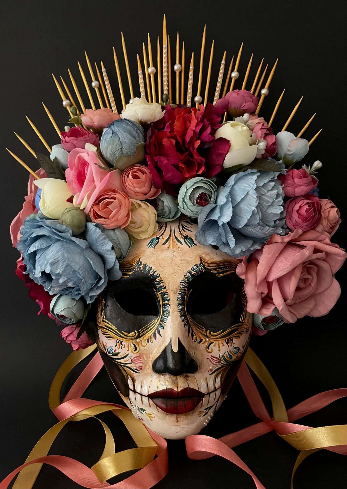 Baroque Catrina mask. Day of the dead mask.