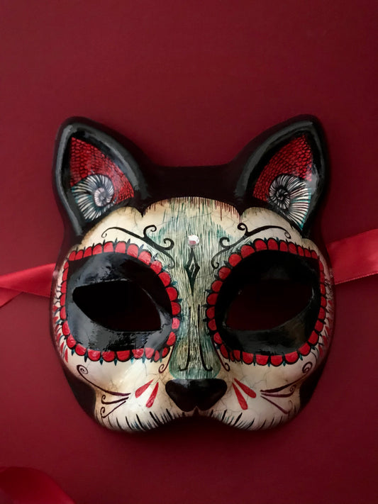 Day of the dead cat mask