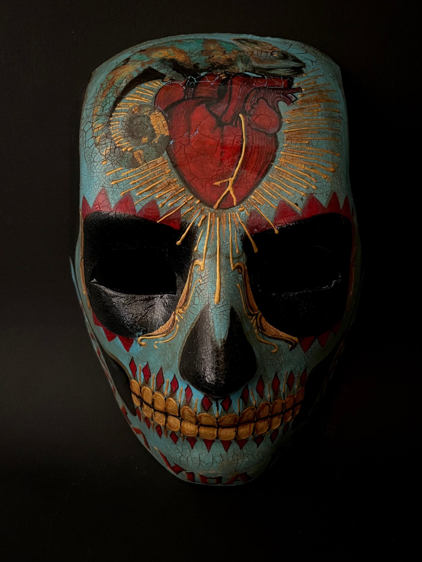 Day of the dead mask with sacred heart. Catrin mask