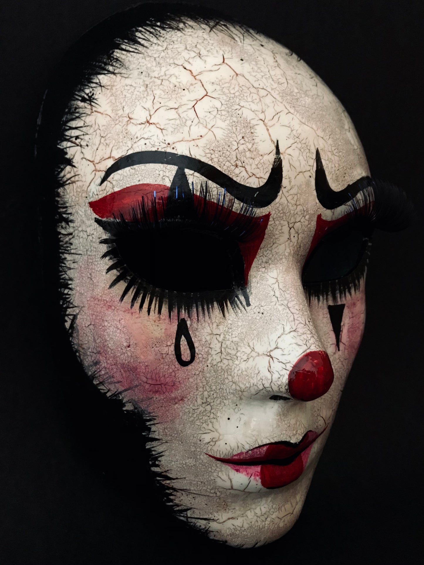 Pierrot mask with fake eyelashes