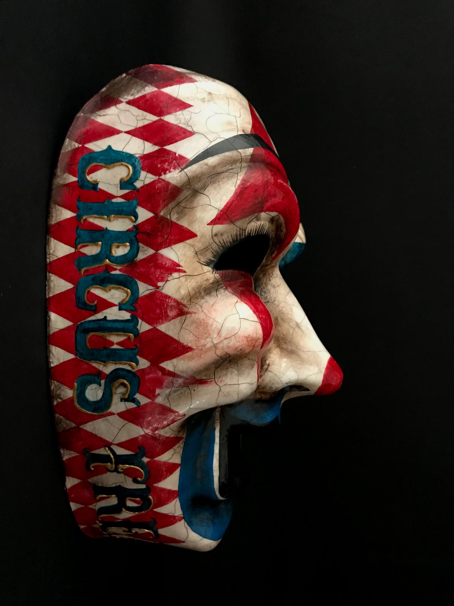 Red and blue clown mask