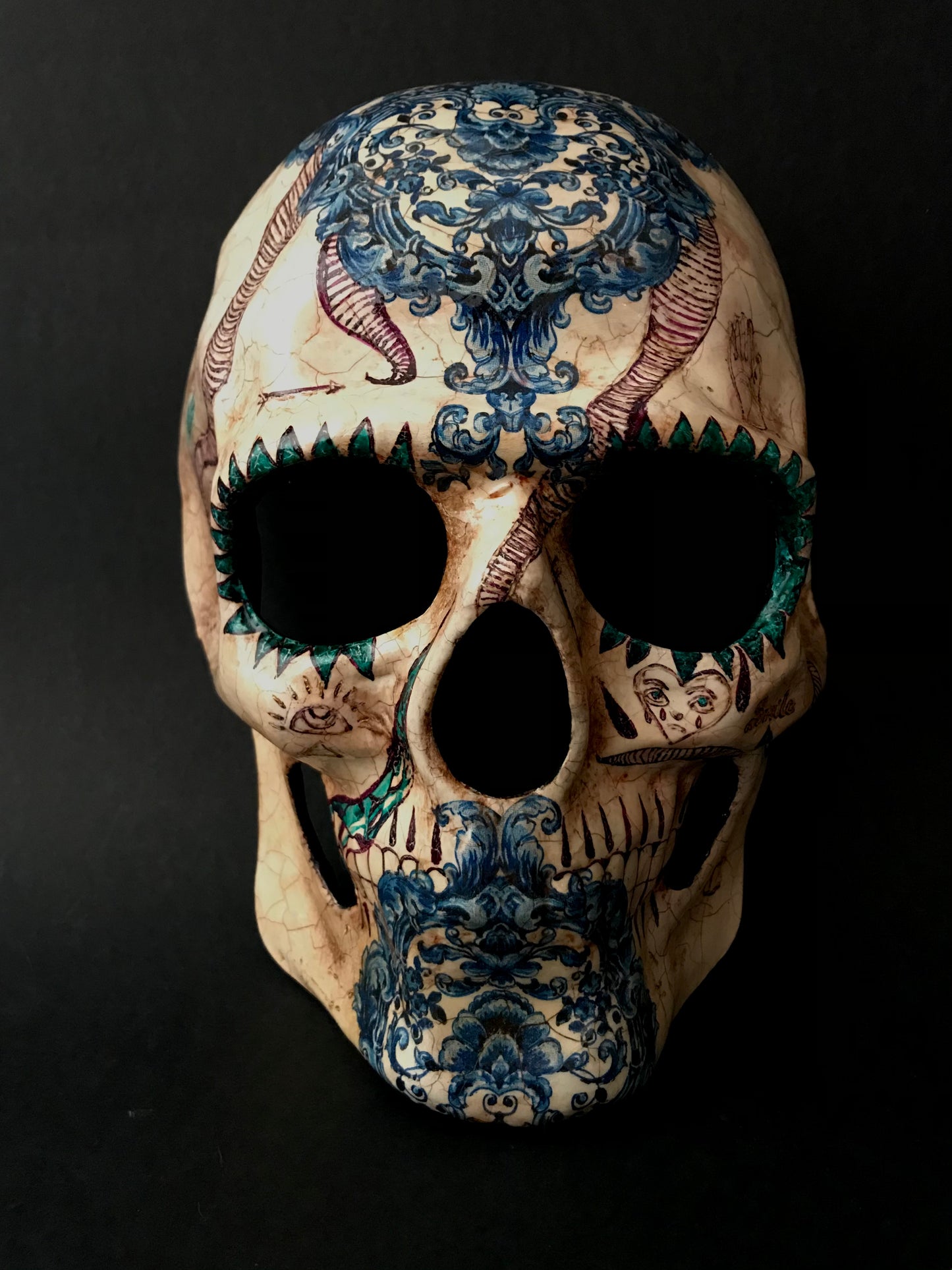 Skull mask with doodles