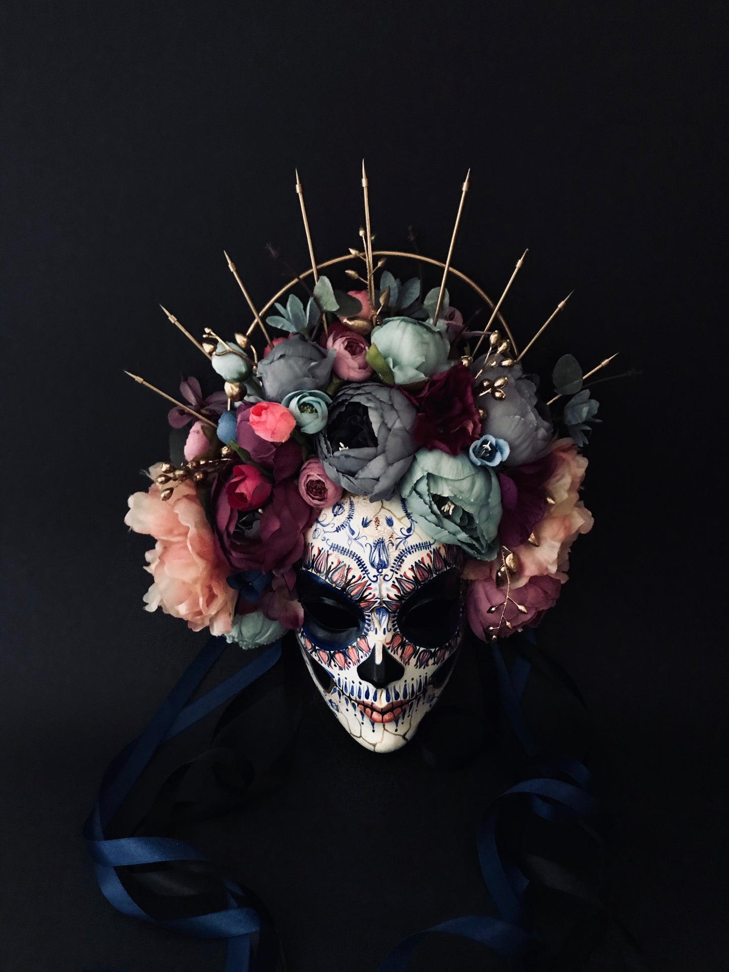 Catrina mask with peonies