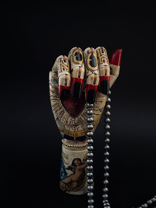 Wooden hand. Limited edition. Jewelry display.