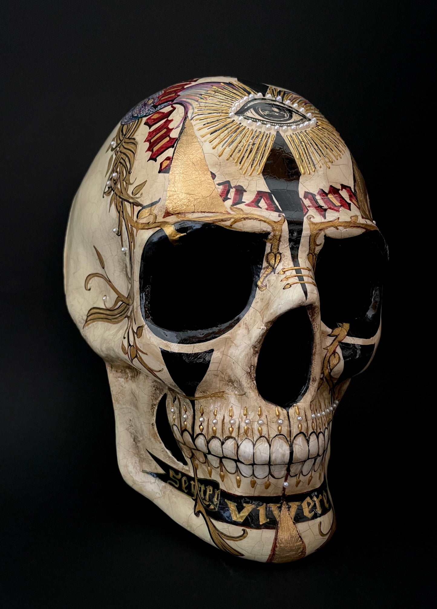 Memento mori skull with mermaids. Skull mask.Halloween skull