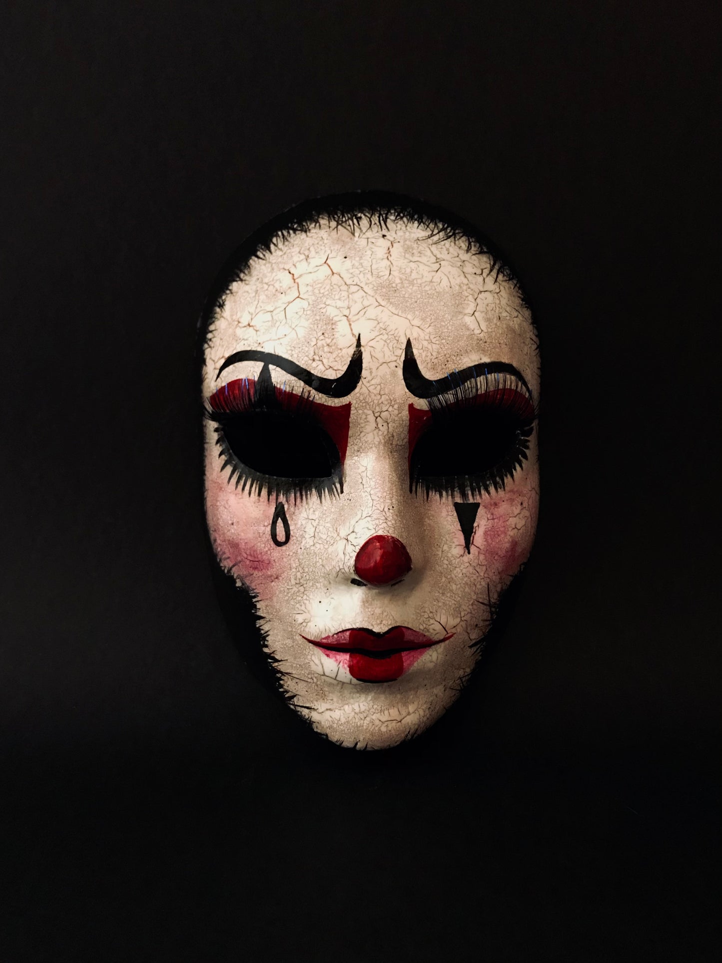 Pierrot mask with fake eyelashes