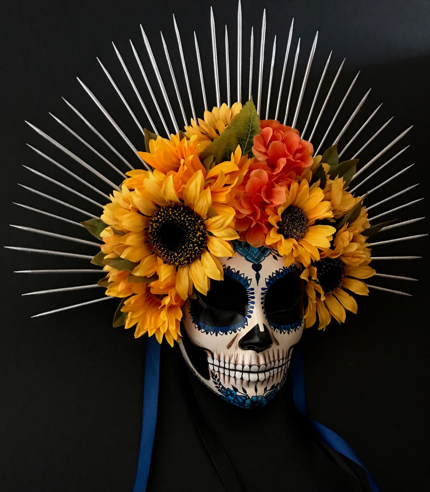 Blue Catrina with sunflowers