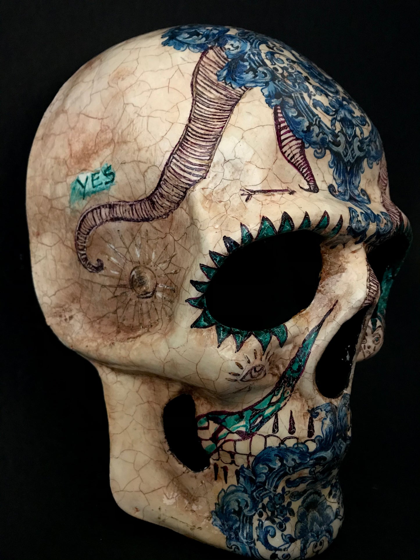 Skull mask with doodles