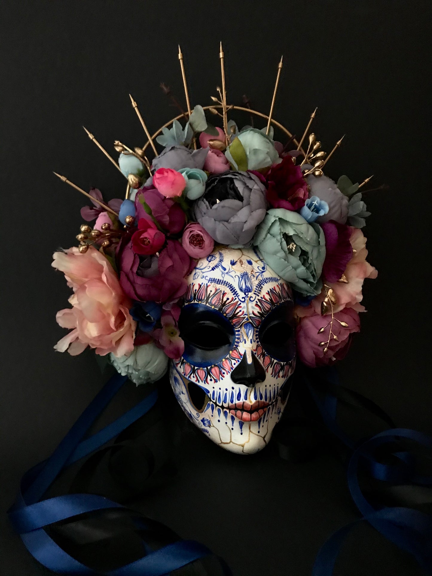 Catrina mask with peonies