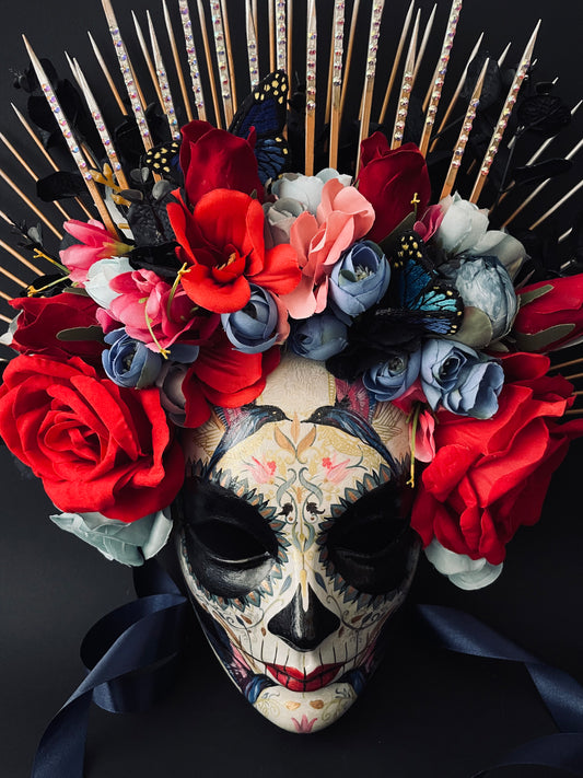 Catrina mask with hummingbirds