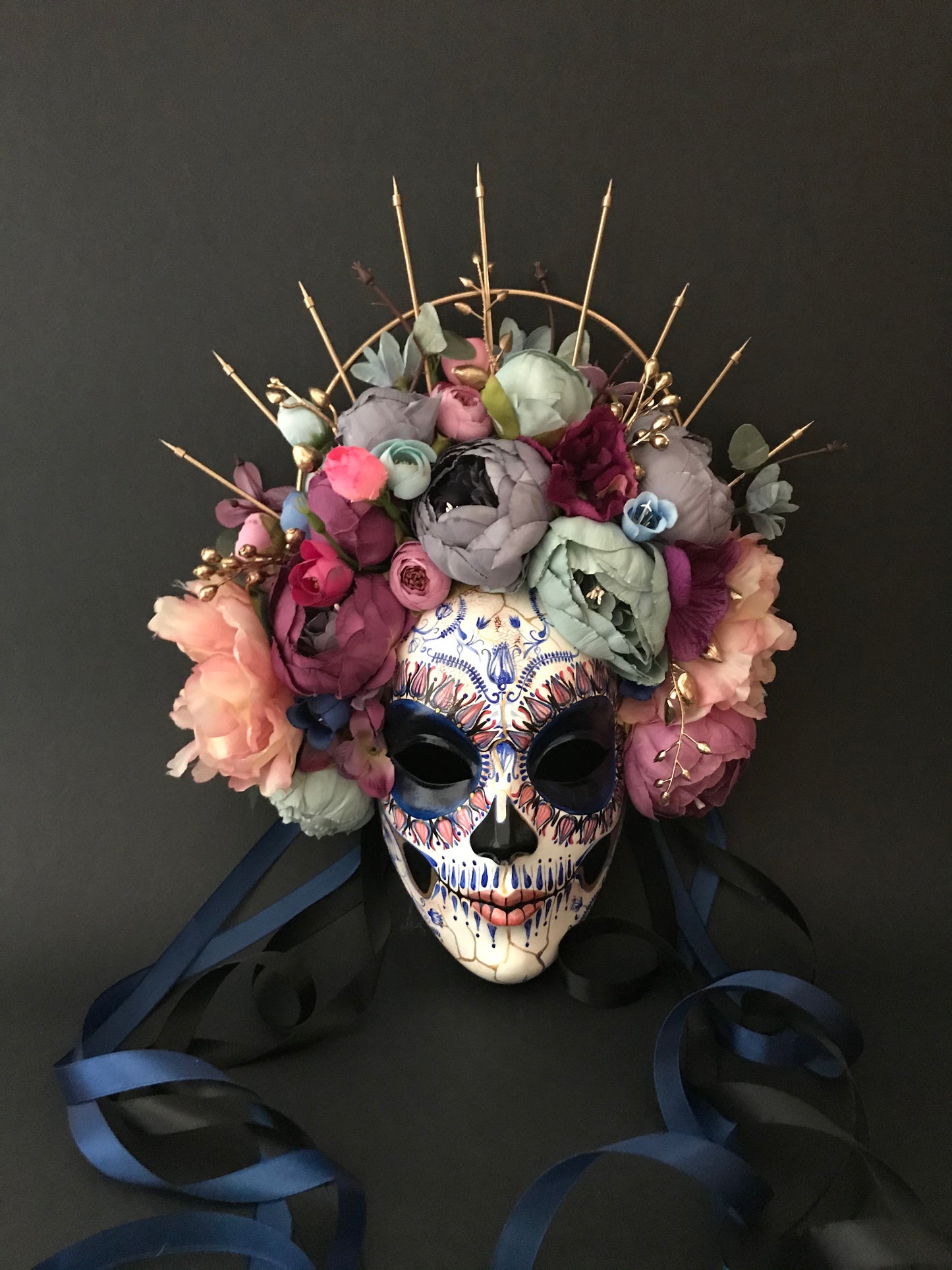 Catrina mask with peonies