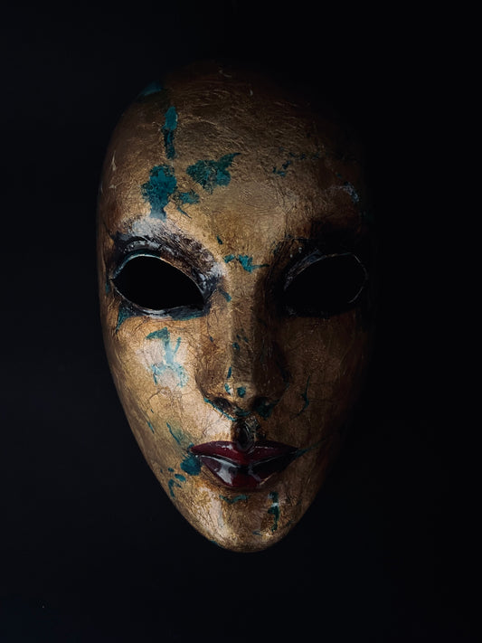 Gold face mask. Masquerade mask