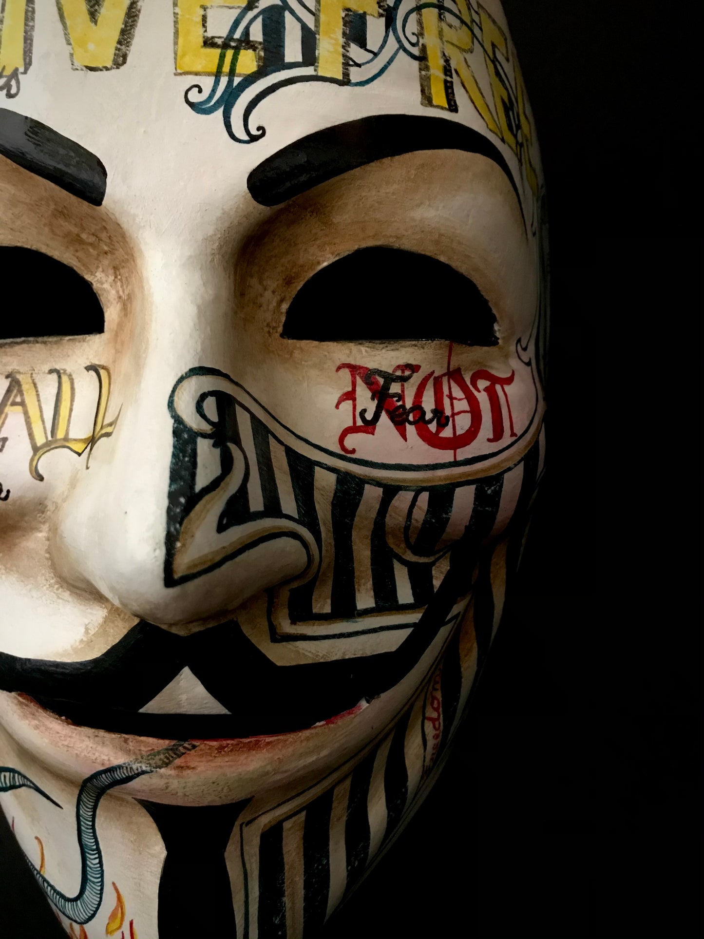 Anonymous mask with tattoos