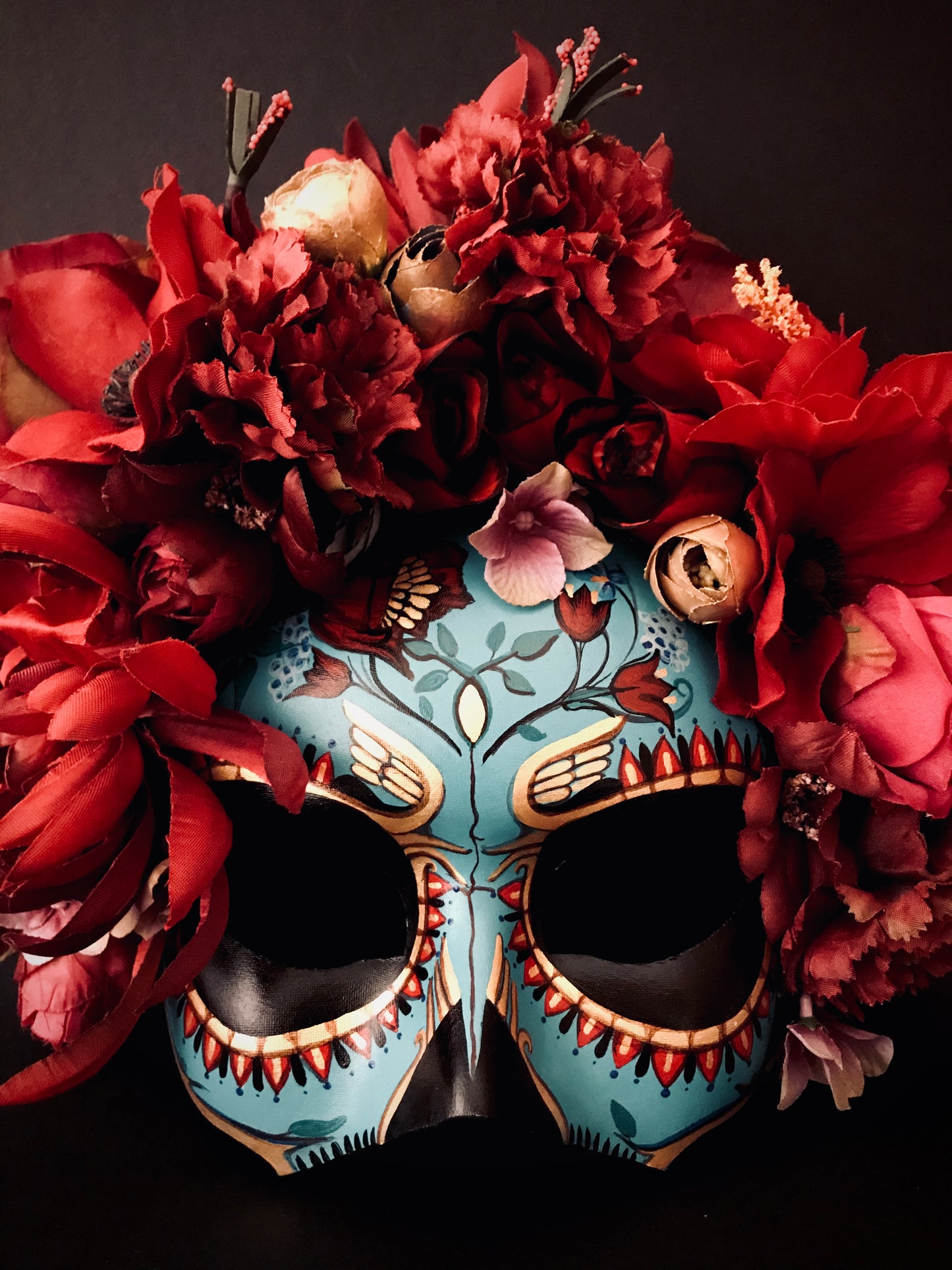 Half face blue Catrina mask