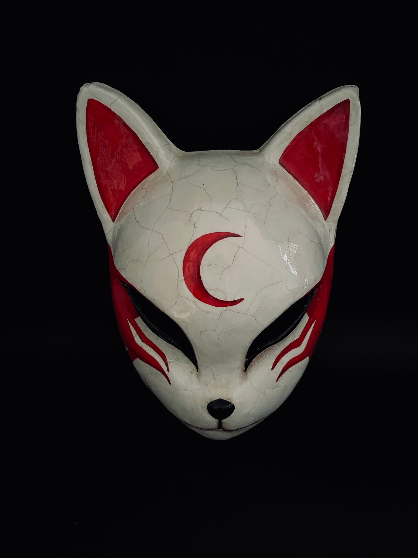 Kitsune and the moon. Japanese fox mask