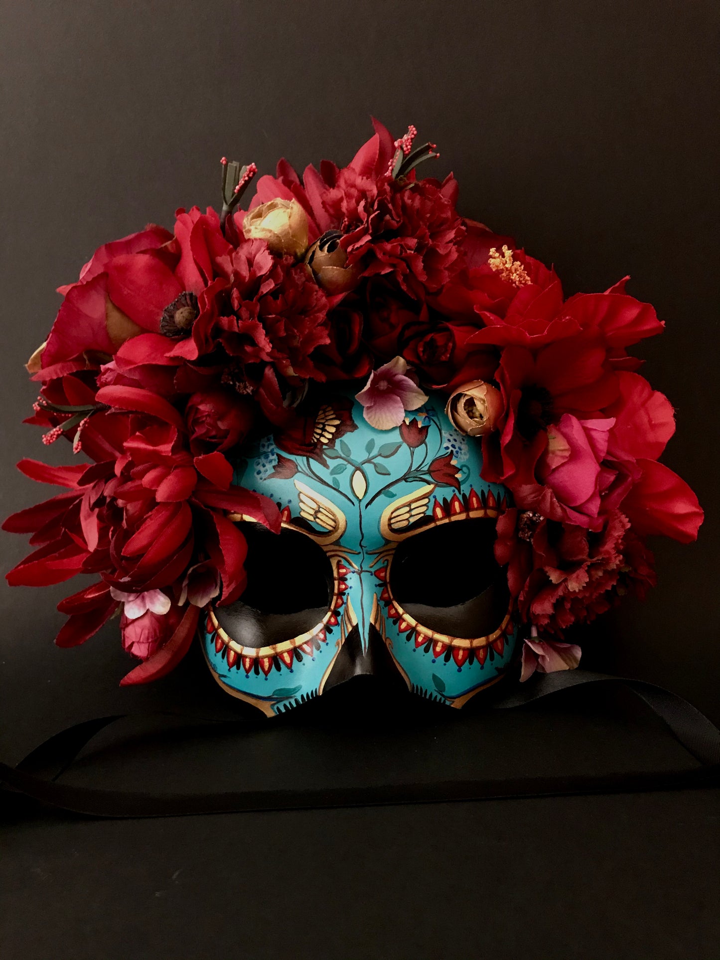 Half face blue Catrina mask