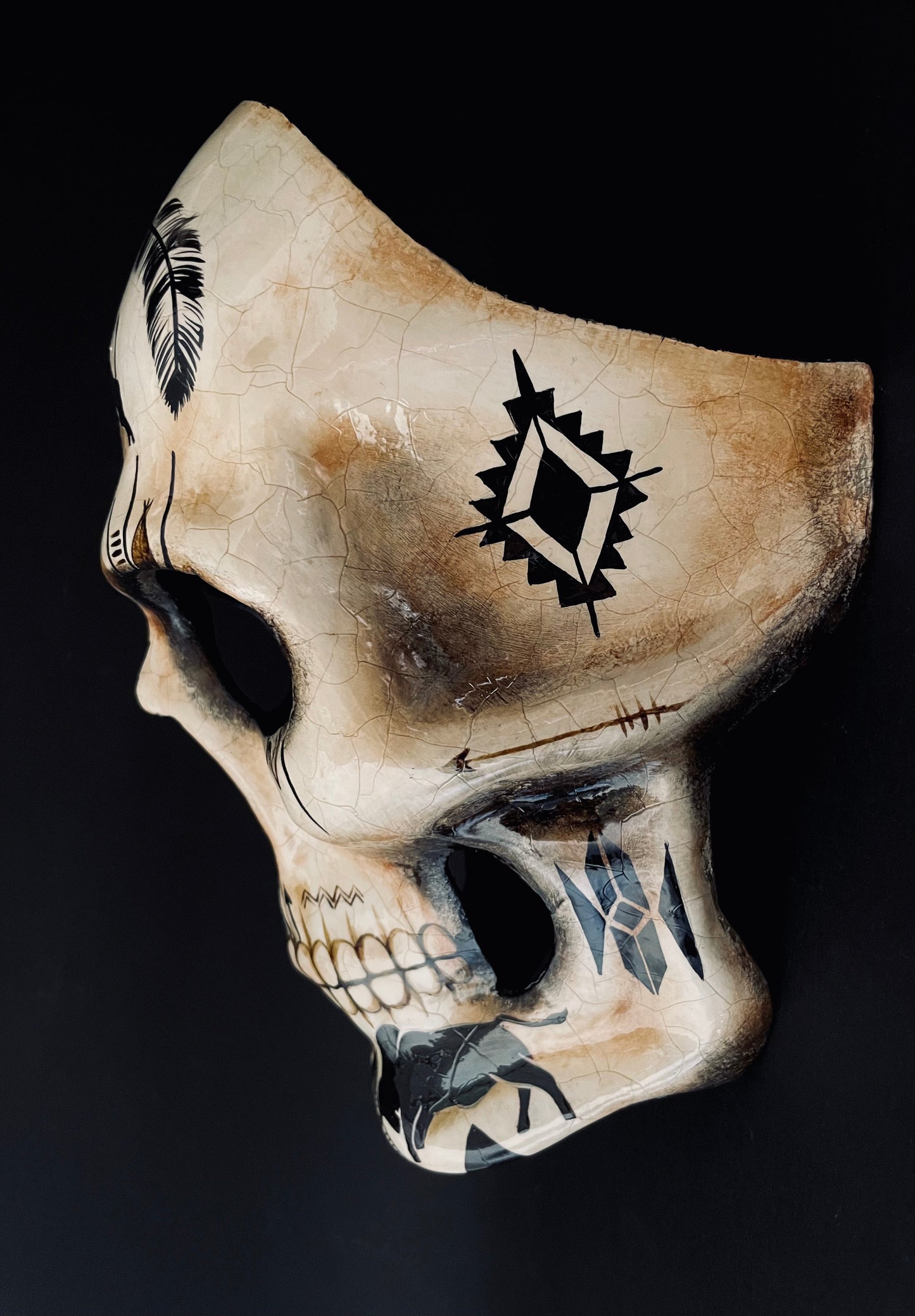 Native American skull. Skull with bulls.