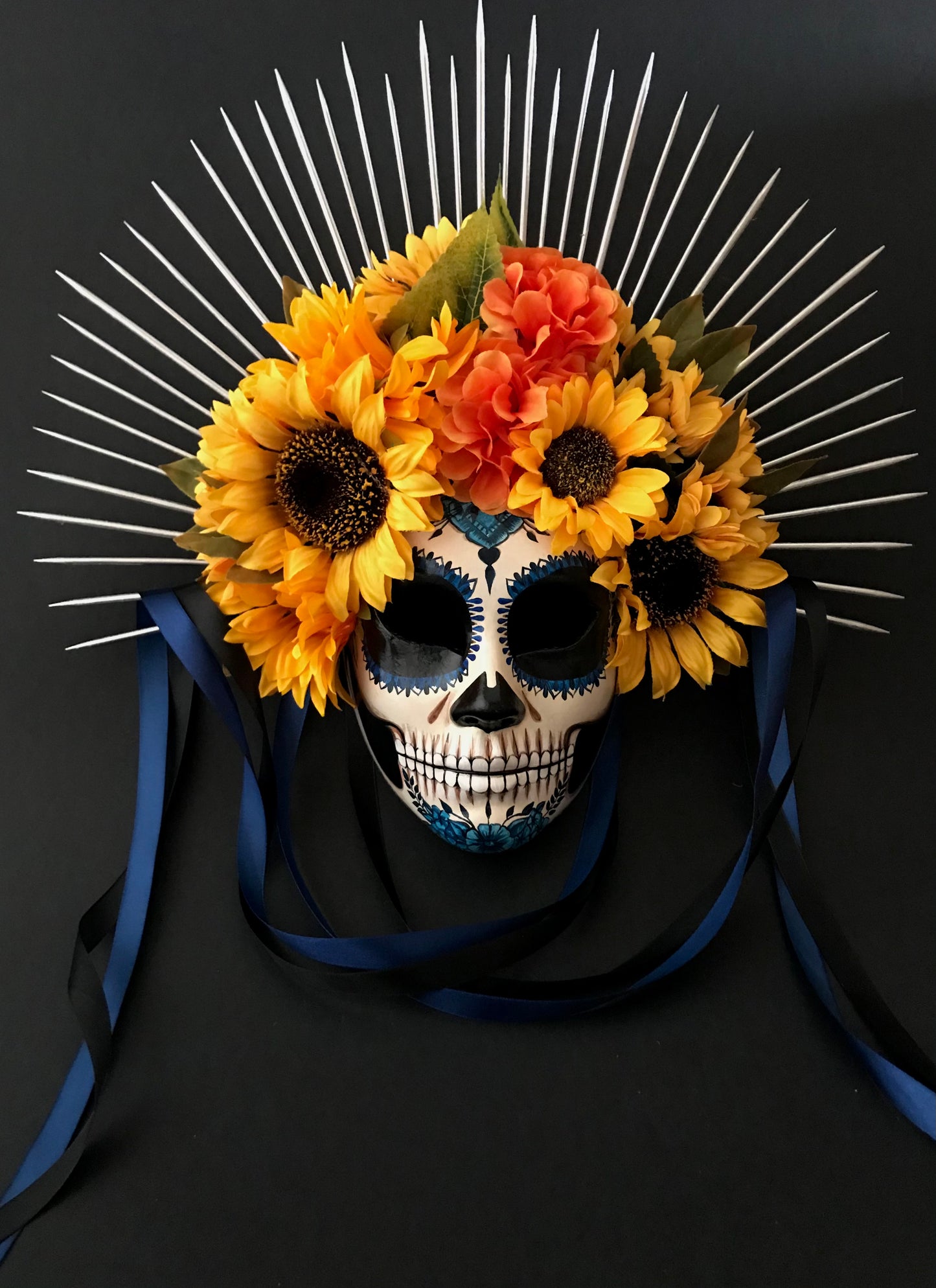 Blue Catrina with sunflowers