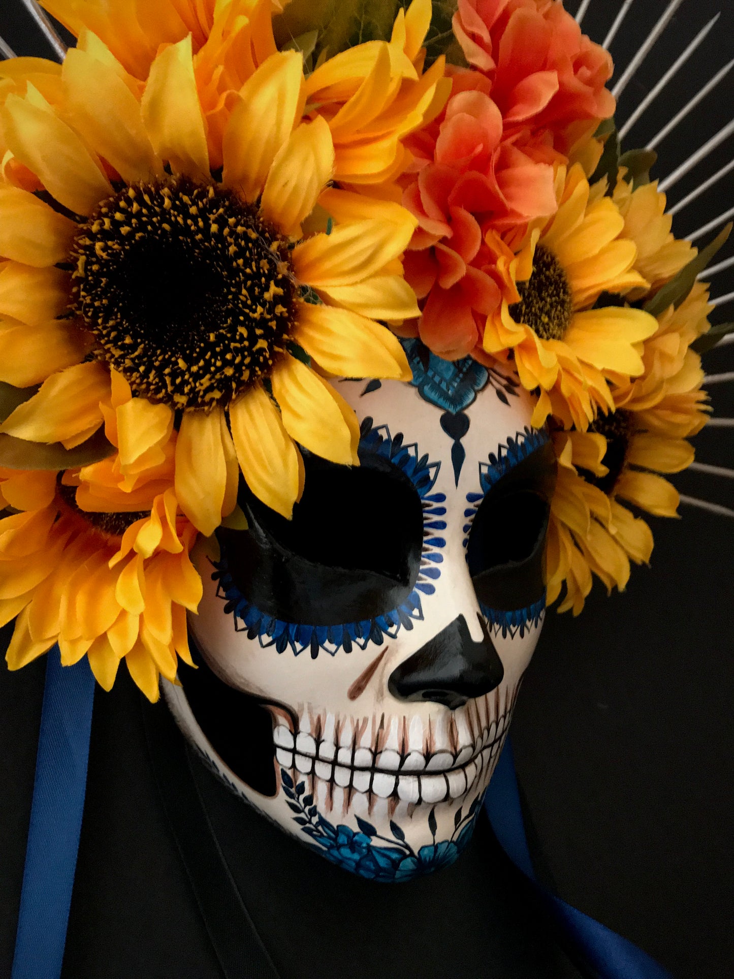 Blue Catrina with sunflowers