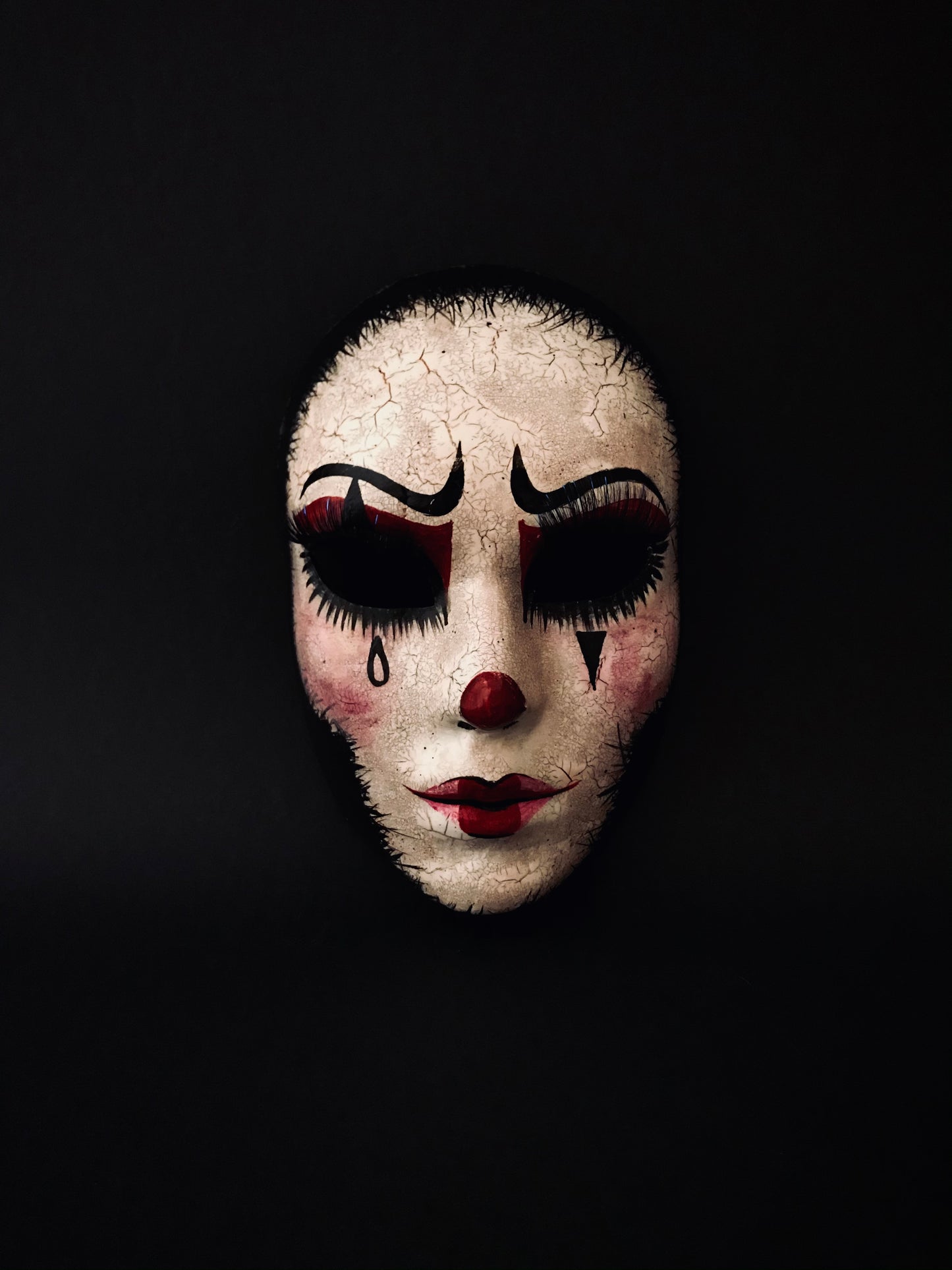 Pierrot mask with fake eyelashes