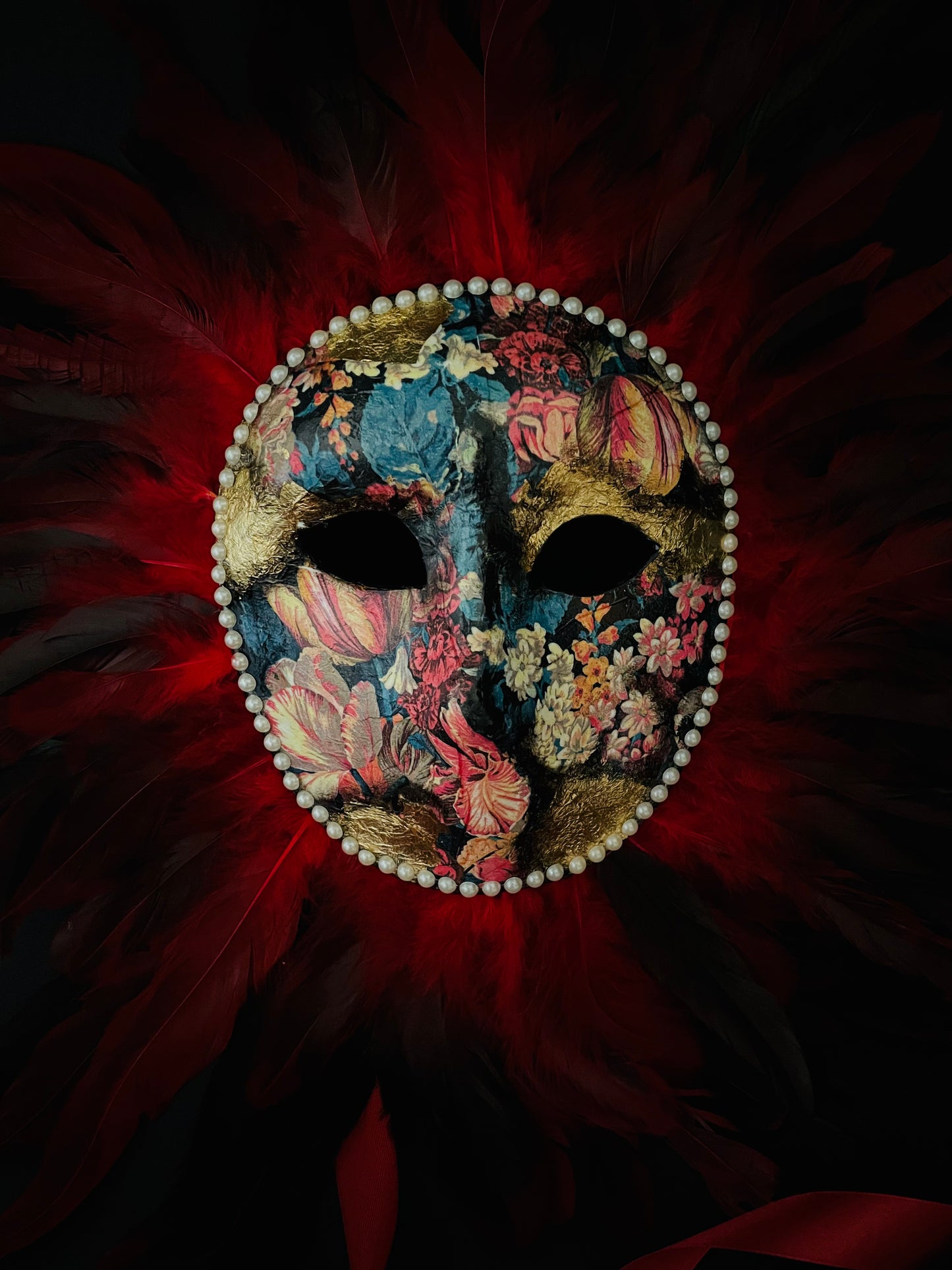 Moretta mask feathers. Carnival mask