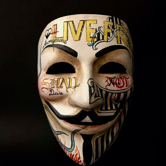 Anonymous mask with tattoos