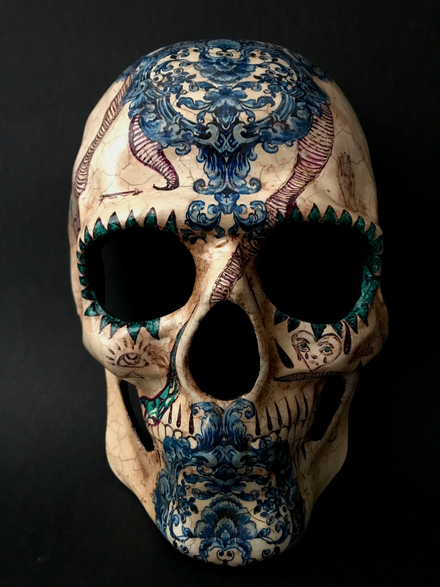 Skull mask with doodles