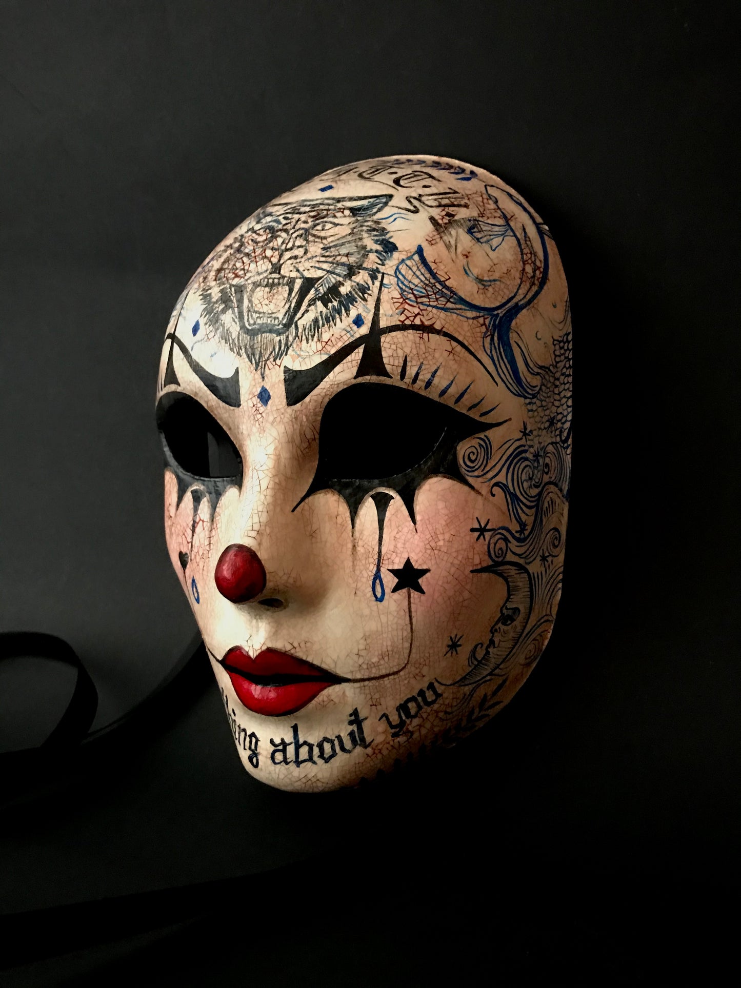 Pierrot mask with tattoos