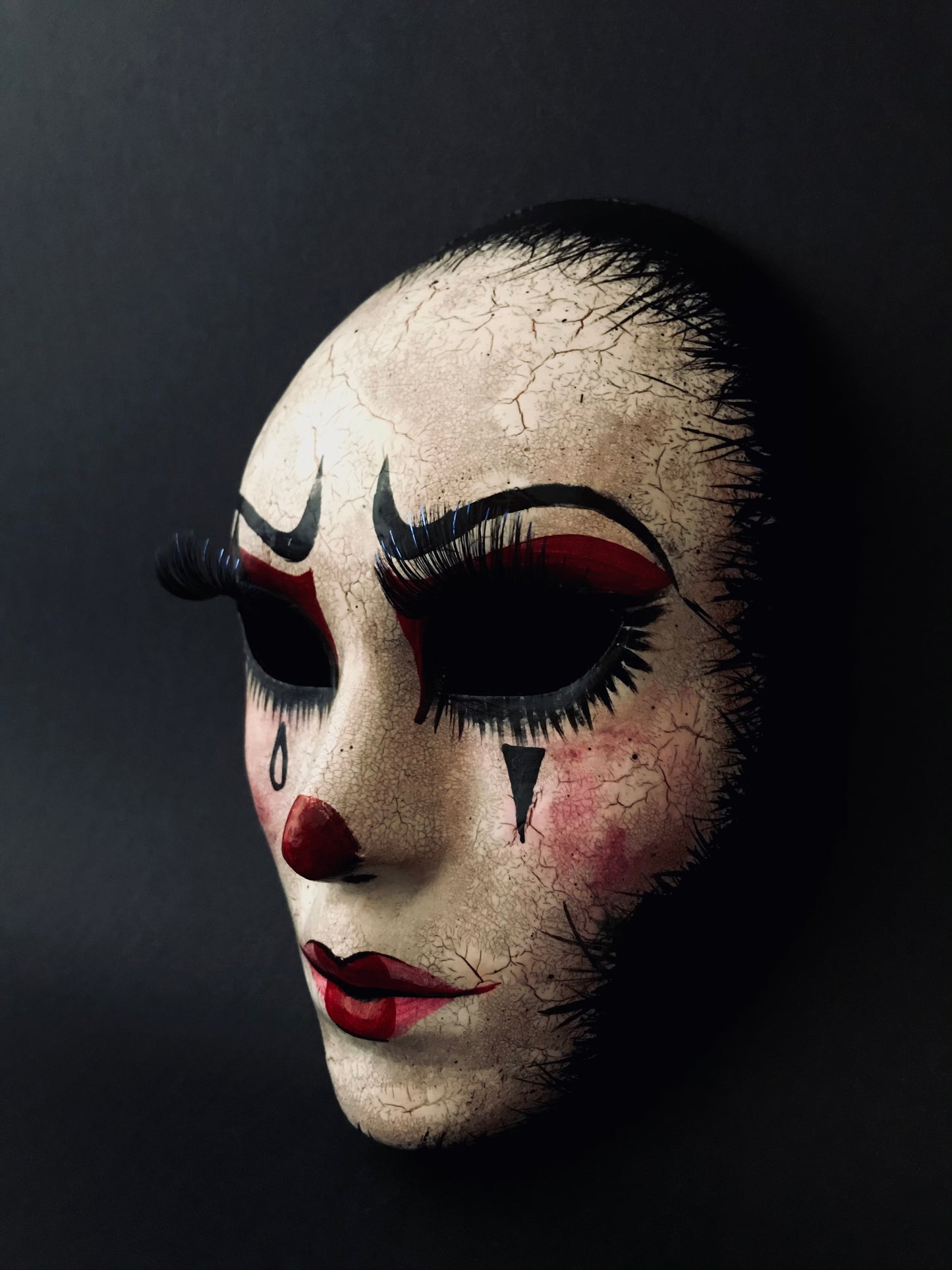 Pierrot mask with fake eyelashes