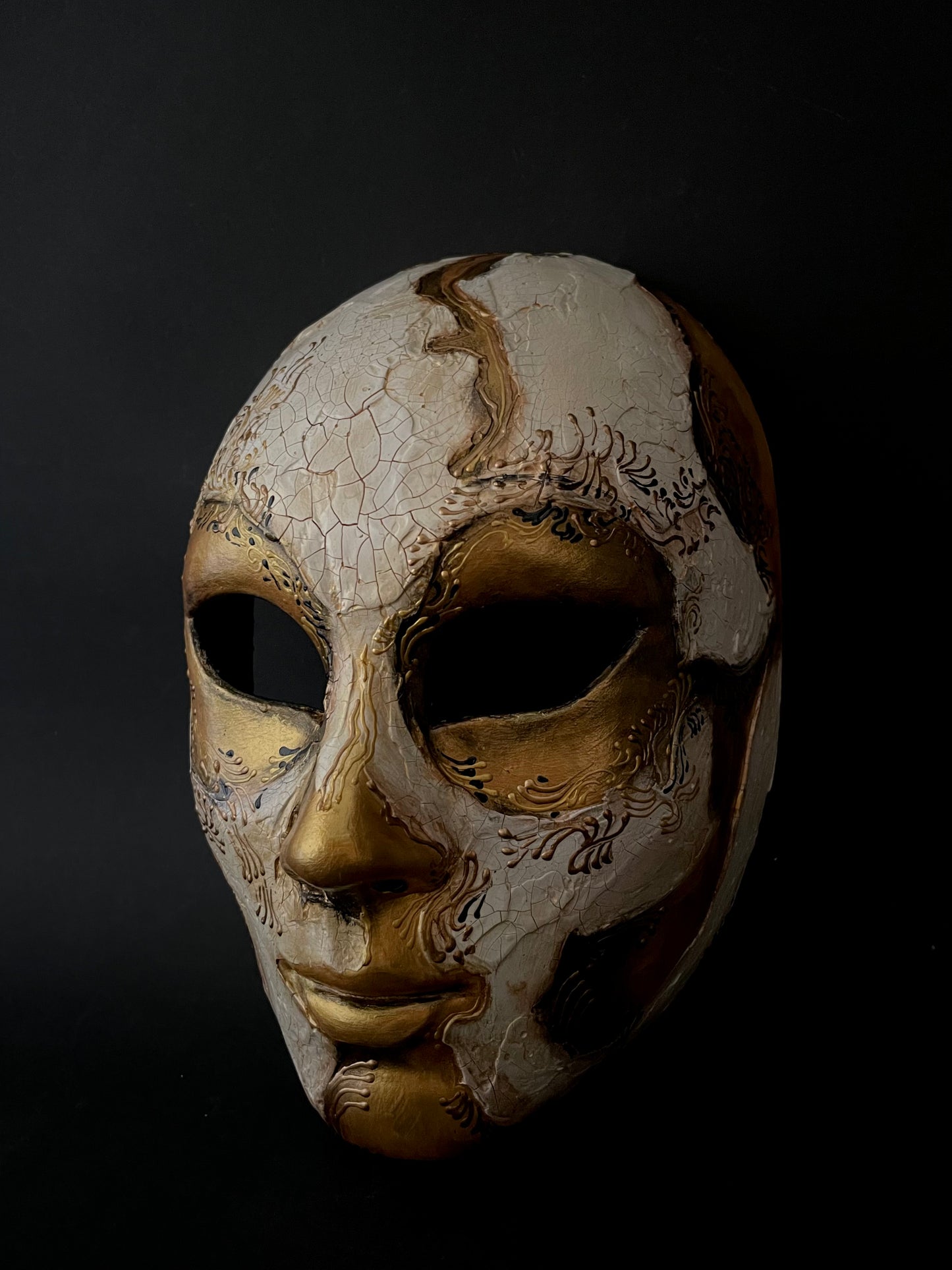 White and gold skull. Masquerade mask.